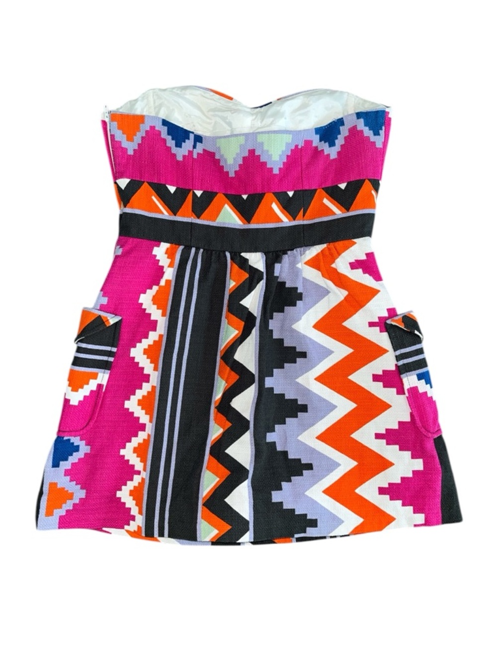 Tibi Navajo Strapless Mini Dress Tribal Print Pink Multi 4 Aztec Y2K Festival - Picture 5 of 15